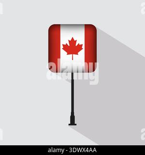 Canada Square Flag Pole Vector Illustration, vector editable design, can be used for business or presentation design. Stock Vector