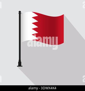 Bahrain Waving Flag Pole Vector Illustration, vector editable design, can be used for business or presentation design. Stock Vector