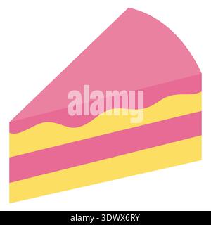 A delicious pink strawberry cake slice in flat vector style. Perfect for bakery icons, cafe menus, food stickers, and sweet theme designs. Simple, cle Stock Vector