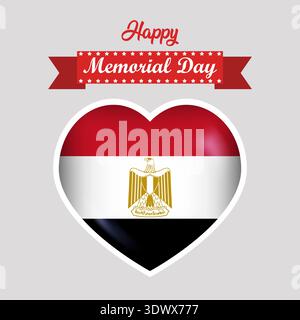 Happy Memorial Day Egypt Flag Heart Banner, vector editable design, can be used for business or presentation design. Stock Vector