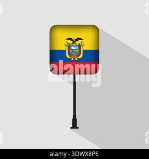 Ecuador Flag Pole Vector Illustration, vector editable design, can be used for business or presentation design. Stock Vector