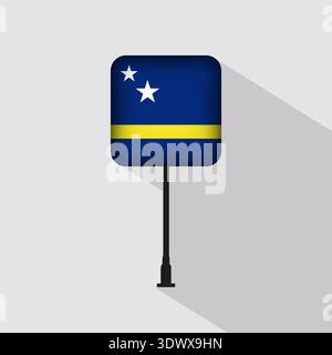 Curacao Square Flag Pole Vector Illustration, vector editable design, can be used for business or presentation design. Stock Vector