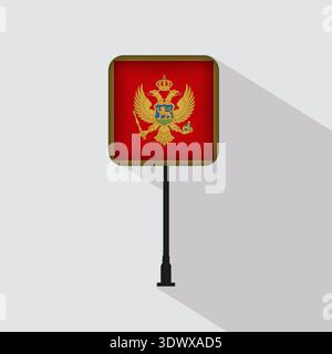 Montenegro Flag Pole Vector Illustration, vector editable design, can be used for business or presentation design. Stock Vector