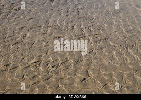 Rippled sand patterns on a beach at low tide on the Inishowen Peninsula, County Donegal, Ireland, IE, Europe. Stock Photo