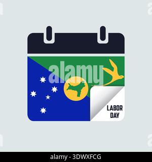 Christmas Island Labor Day Calendar Flag Illustration, vector editable design, can be used for business or presentation design. Stock Vector