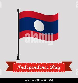 Flat Laos Independence Day With Waving Flag, vector editable design, can be used for business or presentation design. Stock Vector