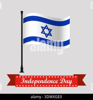 Flat Israel Independence Day With Waving Flag, vector editable design, can be used for business or presentation design. Stock Vector