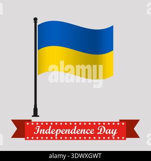 Flat Ukraine Independence Day With Waving Flag, vector editable design, can be used for business or presentation design. Stock Vector