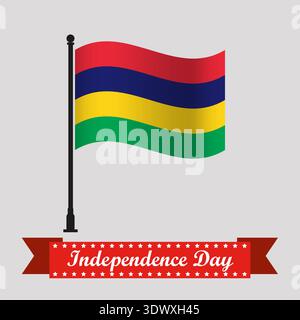 Flat Mauritius Independence Day With Waving Flag, vector editable design, can be used for business or presentation design. Stock Vector