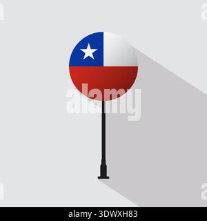 Chile National Circle Sign Flag Vector Illustration, vector editable design, can be used for business or presentation design. Stock Vector