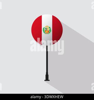 Peru National Circle Sign Flag Vector Illustration, vector editable design, can be used for business or presentation design. Stock Vector
