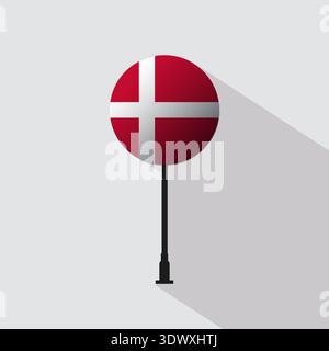 Denmark National Circle Sign Flag Vector Illustration, vector editable design, can be used for business or presentation design. Stock Vector