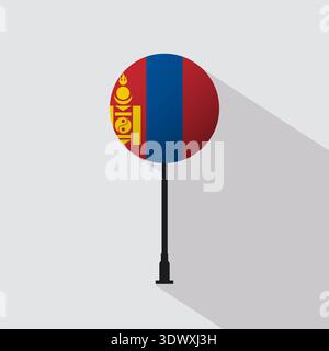 Mongolia National Circle Sign Flag Vector Illustration, vector editable design, can be used for business or presentation design. Stock Vector