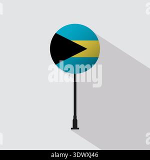 Bahamas National Circle Sign Flag Vector Illustration, vector editable design, can be used for business or presentation design. Stock Vector