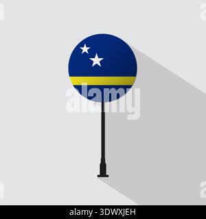 Curacao Circle Sign Flag Vector Illustration, vector editable design, can be used for business or presentation design. Stock Vector