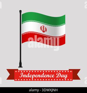 Flat Iran Independence Day With Waving Flag, vector editable design, can be used for business or presentation design. Stock Vector