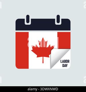 Canada Labor Day Calendar Flag Illustration, vector editable design, can be used for business or presentation design. Stock Vector
