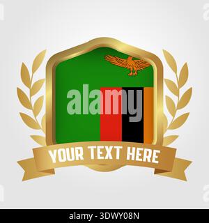 Golden Luxury Zambia Badge Design, vector editable design, can be used for business or presentation design. Stock Vector
