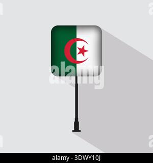 Algeria Square Flag Pole Vector Illustration, vector editable design, can be used for business or presentation design. Stock Vector