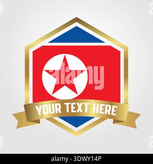 Golden Luxury North Korea Label Vector Illustration, vector editable design, can be used for business or presentation design. Stock Vector