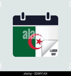Algeria Labor Day Calendar Flag Illustration, vector editable design, can be used for business or presentation design. Stock Vector