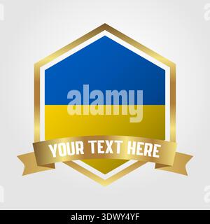 Golden Luxury Ukraine Label Vector Illustration, vector editable design, can be used for business or presentation design. Stock Vector
