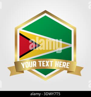 Golden Luxury Guyana Label Vector Illustration, vector editable design, can be used for business or presentation design. Stock Vector