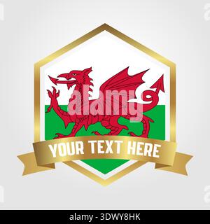 Golden Luxury Wales Label Vector Illustration, vector editable design, can be used for business or presentation design. Stock Vector