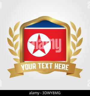 Golden Luxury North Korea Badge Design, vector editable design, can be used for business or presentation design. Stock Vector