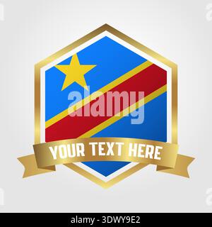 Golden Luxury Democratic Republic Of The Congo Label Vector Illustration, vector editable design, can be used for business or presentation design. Stock Vector