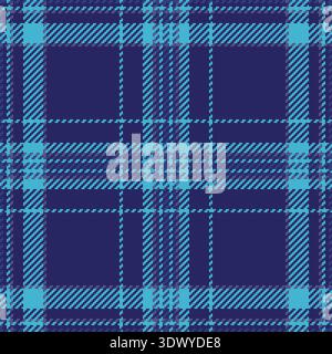 Sewing plaid pattern check, warp tartan fabric vector. Tissue background texture textile seamless in blue and cyan colors palette. Stock Vector