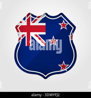 New Zealand Flag Road Sign Illustration, vector editable design, can be used for business or presentation design. Stock Vector
