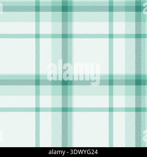 Sparse textile pattern texture, woven vector background seamless. Revival fabric tartan plaid check in white and teal colors palette. Stock Vector