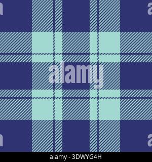 Scotland tartan seamless fabric, relief background textile texture. Self vector pattern check plaid in blue and light colors palette. Stock Vector
