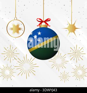 Christmas Ball Ornaments Solomon Islands Flag Celebration, vector editable design, can be used for business or presentation design. Stock Vector
