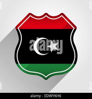 Libya Flag Road Sign Illustration, vector editable design, can be used for business or presentation design. Stock Vector