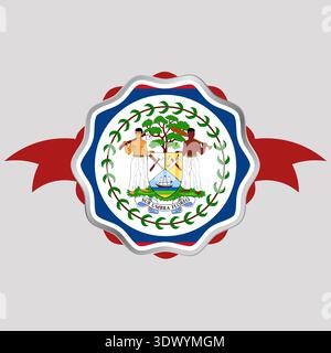 Creative Belize Flag Sticker Emblem, vector editable design, can be used for business or presentation design. Stock Vector