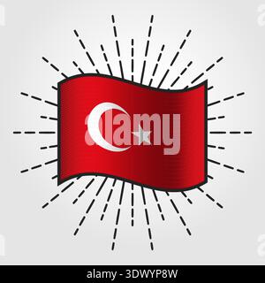 Vintage Turkey National Flag Illustration, vector editable design, can be used for business or presentation design. Stock Vector
