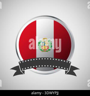 Vector Peru Round Flag Banner Vector Illustration, vector editable design, can be used for business or presentation design. Stock Vector