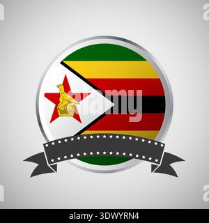 Vector Zimbabwe Round Flag Banner Vector Illustration, vector editable design, can be used for business or presentation design. Stock Vector