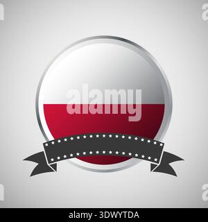 Vector Poland Round Flag Banner Vector Illustration, vector editable design, can be used for business or presentation design. Stock Vector