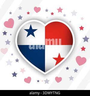 Creative Panama Flag Heart Icon, vector editable design, can be used for business or presentation design. Stock Vector