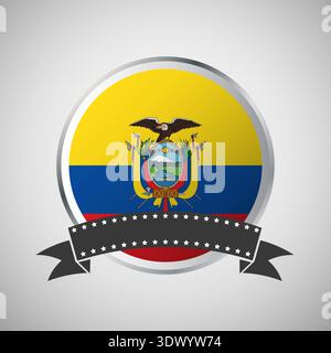 Vector Ecuador Round Flag Banner Vector Illustration, vector editable design, can be used for business or presentation design. Stock Vector