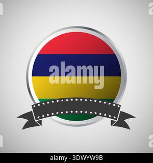 Vector Mauritius Round Flag Banner Vector Illustration, vector editable design, can be used for business or presentation design. Stock Vector