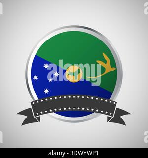 Vector Christmas Island Round Flag Banner Vector Illustration, vector editable design, can be used for business or presentation design. Stock Vector