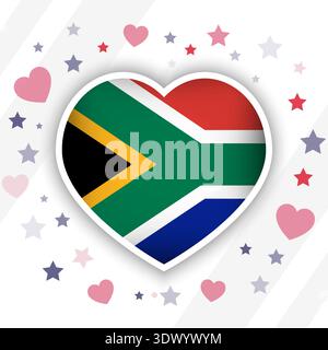 Creative South Africa Flag Heart Icon, vector editable design, can be used for business or presentation design. Stock Vector