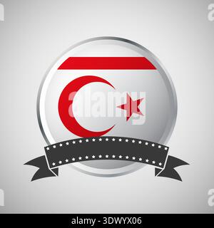 Vector Northern Cyprus Round Flag Banner Vector Illustration, vector editable design, can be used for business or presentation design. Stock Vector