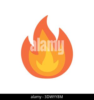Bright orange flame icon with bold layered shapes, modern fire symbol graphic for safety topics, energy concepts and warning themed designs Stock Vector