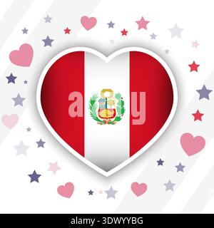 Creative Peru Flag Heart Icon, vector editable design, can be used for business or presentation design. Stock Vector