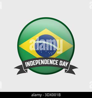 Brazil Round Independence Day Badge, vector editable design, can be used for business or presentation design. Stock Vector